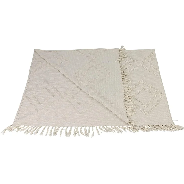 Plaid "Can Marca" aus 100% Baumwolle, creme, 130x170 cm, Kuscheldecke, Sofadecke – Bild 3
