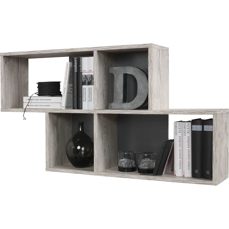 Wandregal >NORA< in Sandeiche Dekor-anthrazit - 100x53x19,5cm (BxHxT)