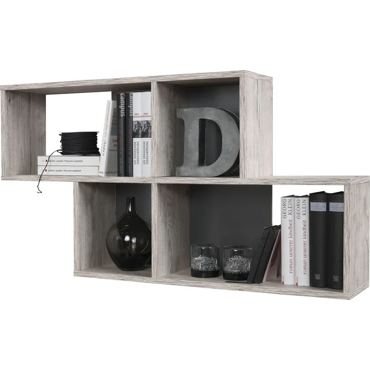 Wandregal >NORA< in Sandeiche Dekor-anthrazit - 100x53x19,5cm (BxHxT) – Bild 1