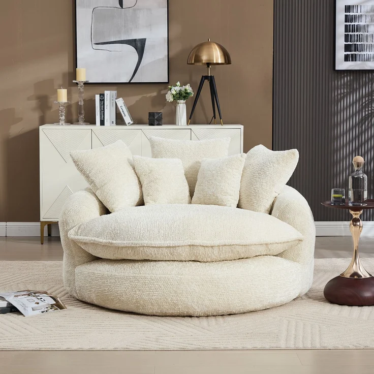 Abrihome Sessel mit Kissen und Verstellfunktion, Beige, 190,5x138x63 cm – Bild 4