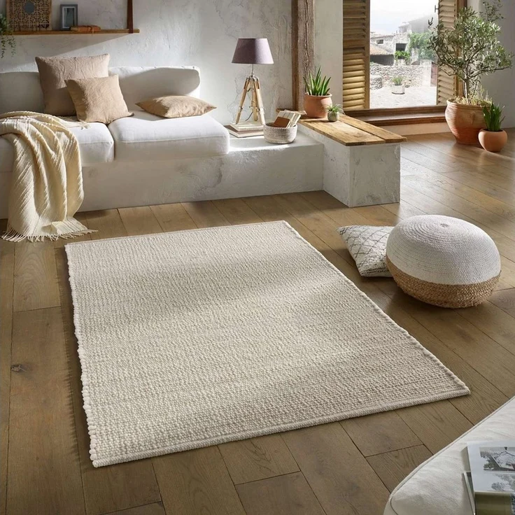 TaraCarpet Wollteppich TaraCarpet Handwebteppich Malmoe Fashion, rechteckig, Höhe: 10 mm, Handgewebter Teppich weiß Wohnzimmer Schlafzimmer Esszimmer 070X130 – Bild 5