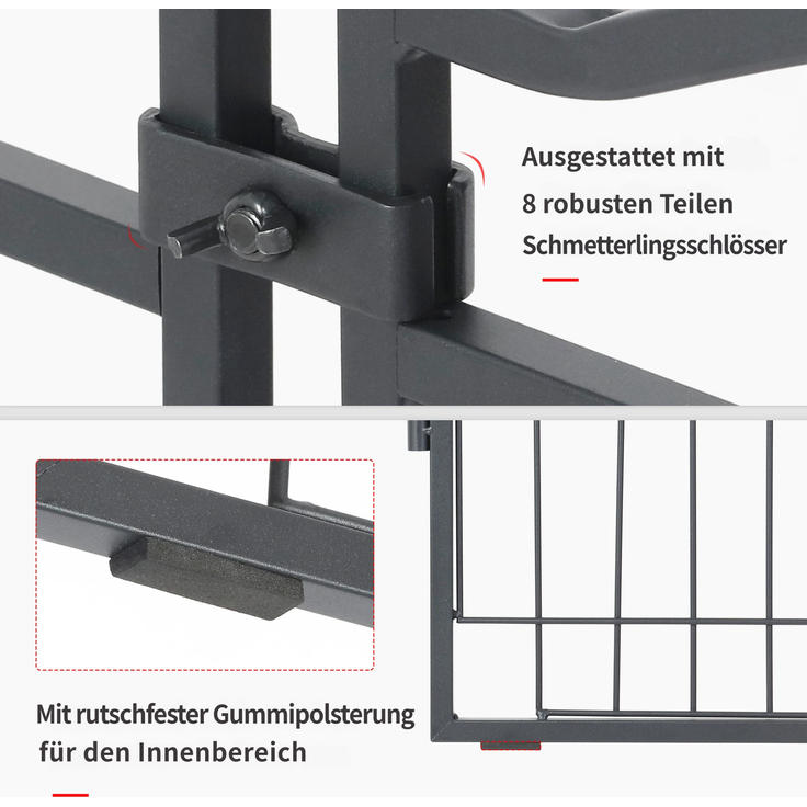 UNHO 8 Stück Gartenzäune Beetumrandung Beeteinfassung Metall Hundezaun Camping Gartenzaun Zierzaun Ziergitter Maschendrahtzaun Drahtzaun Gitter Vorgartenzaun 80x63cm Schwarz – Bild 6