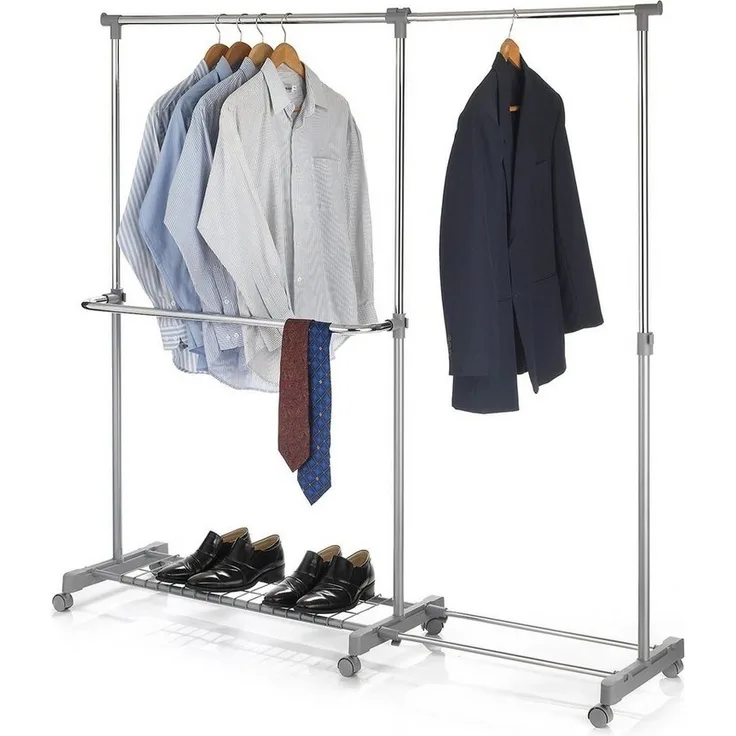 IDIMEX Garderobenständer LONDON, Rollgarderobe Garderobenwagen Kleiderständer höhenverstellbar auszieh