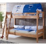Relita 'Stefan' Etagenbett natur inkl. Matratzen und Stoffset 2-er Tunnel und Tasche 'Weiß/Delfin'