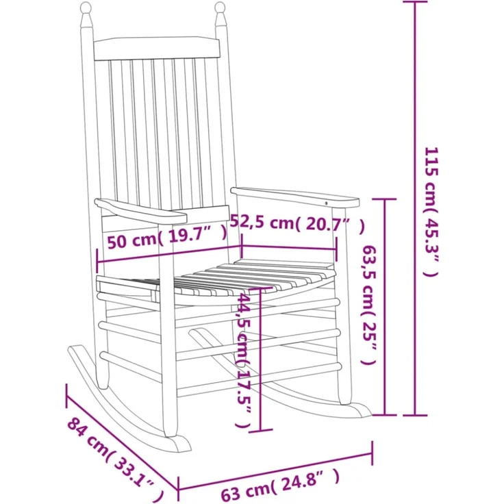 vidaXL Schaukelstühle mit Gebogenen Sitzen 2 Stk. Grau Pappelholz 3281589 – Bild 6