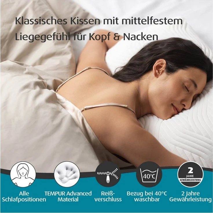 Tempur Schlafkissen TEMPUR® Comfort Medium mittelfestes Memory Foam Kopfkissen, Memory Foam, druckentlastend – Bild 3