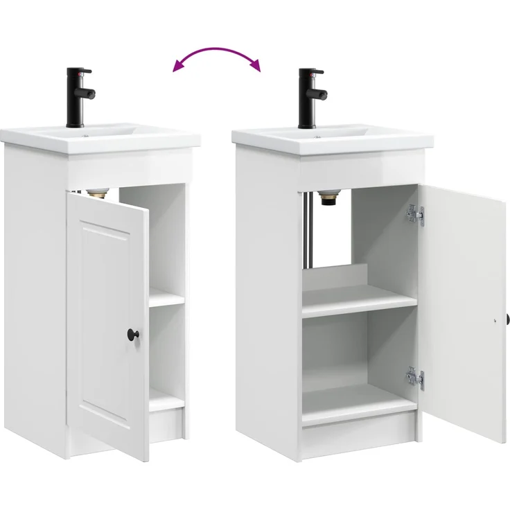 vidaXL Badezimmerschrank mit Waschbecken Hochglanz Weiß 890058 – Bild 8