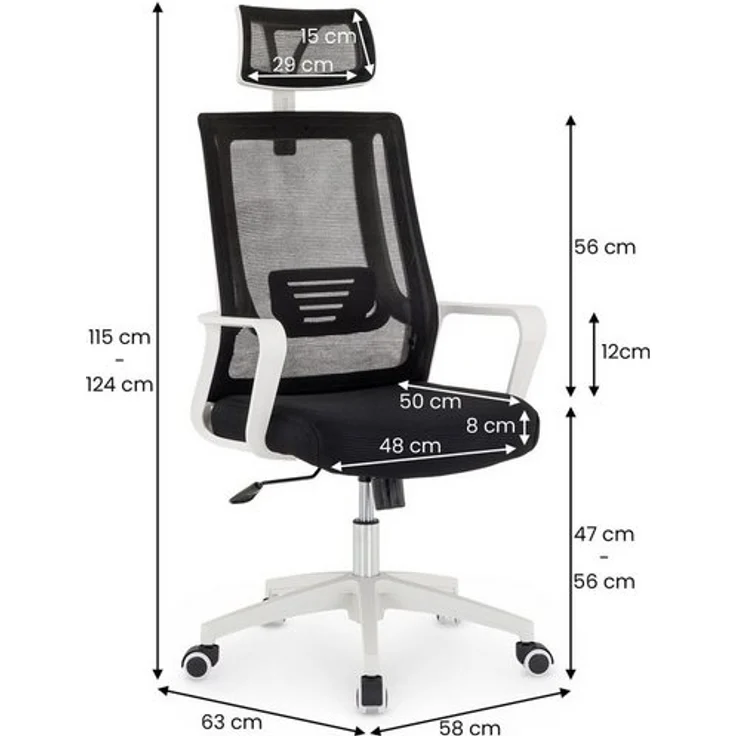 IDIMEX Drehstuhl AUCKLAND, Schreibtischstuhl höhenverstelbar & ergonomisch Lendenstütze schwarz – Bild 4