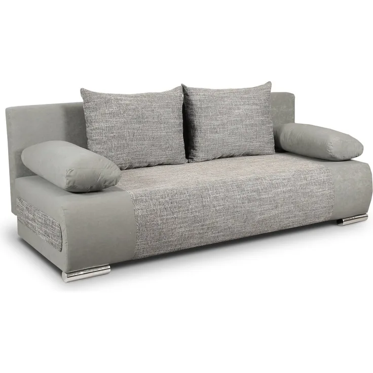 Schlafsofa Naki - Sofa mit Schlaffunktion und Bettkasten, Bettsofa, Couch (Grau + Grau (Alova 10 + Berlin 01))