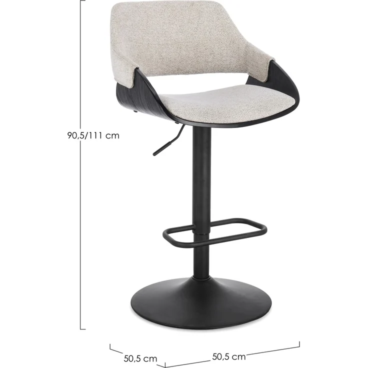 Barhocker Roxanne aus Stoff, modern drehbar und höhenverstellbar, Beige Rainy, mit Fußstütze – Bild 5