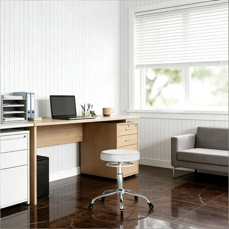 Friseurstühle,Bürostuhl,Drehbarer Bürostuhl,Bequem Beweglicher Bürostuhl,Massagestühle,Barstühle(nur mit Bürostühlen)--Weiß--49x49x58cm--YOUDENOVA – Bild 2