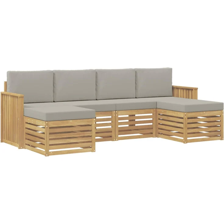 vidaXL Outdoor-Sofagarnitur 6 stk. 6-Sitzer Weiß und Hellgrau 3392271 – Bild 2