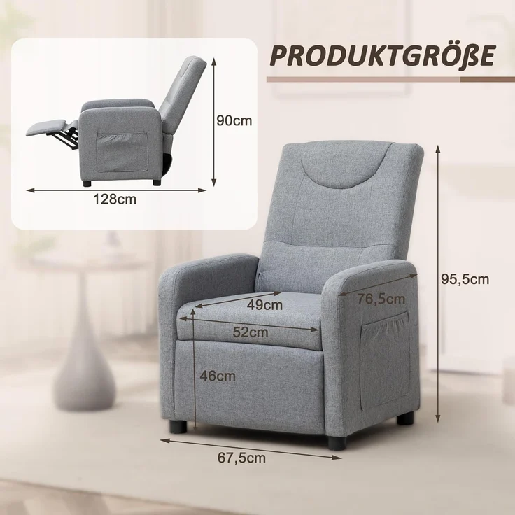 Thanaddo Sessel Relaxsessel,TV-Sessel mit Liegefunktion,Massagesessel, Fußstütze ausziehließer – Bild 3