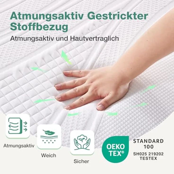 Novilla Matratzen Topper 180x200 5cm Höhe Gel Topper Memory Foam MatratzenTopper für Boxspringbett Wohnwagen Schlafsofa Matratzenauflage Bezug Waschbar Oeko-TEx – Bild 4