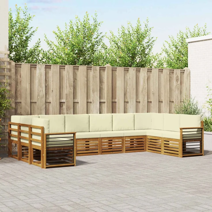 vidaXL Outdoor-Sofagarnitur 10 stk. 10-Sitzer Natur und Creme 3375570 – Bild 1