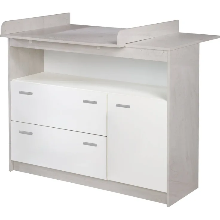 roba Wickelkommode 'Julia' mit Wickelansatz - 2 Schubladen - 1 Tür - Wickelhöhe 90,5 cm - Weiß