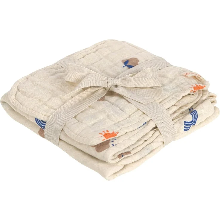 LÄSSIG Baby und Kinder Musselin Set Kapuzenhandtuch und Waschhandschuh/Muslin Set (Hooded Towel + Wash Glove) Blossom Nature – Bild 5