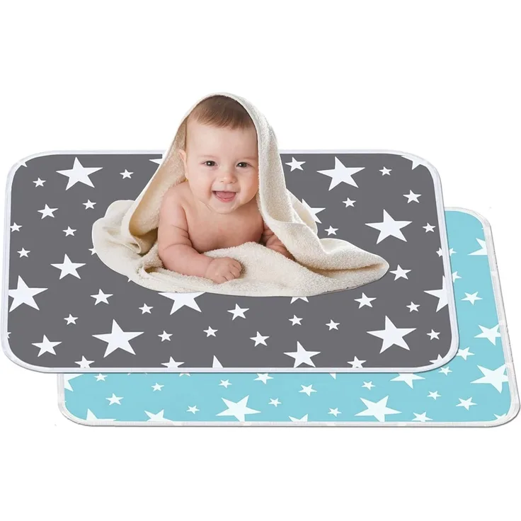 2 Stücke Waschbare Wickelunterlage Grau für Babys und Kleinkinder 60x75 cm - Atmungsaktiv, Wiederverwendbare, Wasserdicht, Urin Matte Abdeckung fürs Kranken und Älters