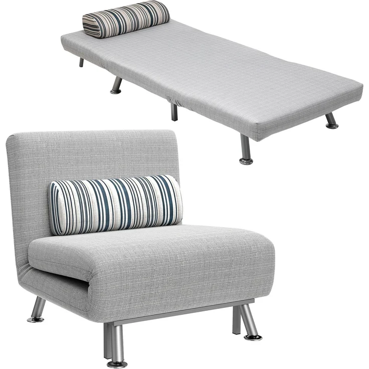 HOMCOM Schlafsessel, Leinenimitat(100% Polyester), Metall, Grau, 75L x 70B x 75H cm – Bild 1