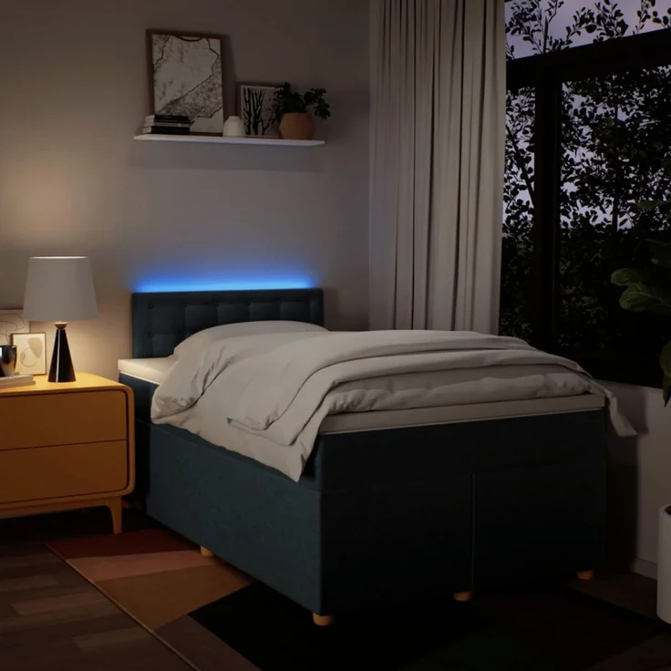 vidaXL Boxspringbett mit Matratze Blau 120x200 cm Stoff 3288967 – Bild 5
