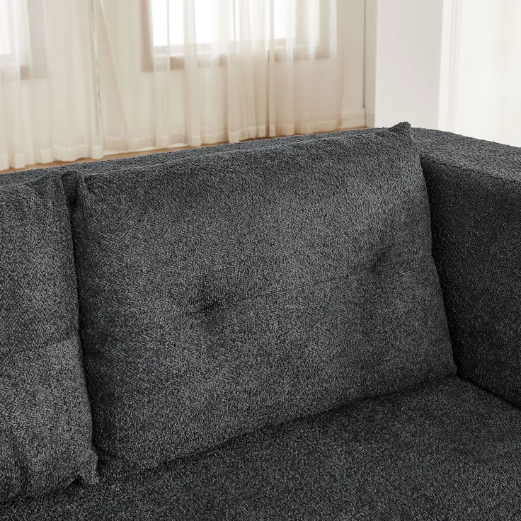 ZUBALIYA SchlafSofa mit breiten Armlehnen, modular aufgebaut, ohne aufwendige Montage, für Wohnzimmer und Apartments, Dunkelgrau – Bild 6