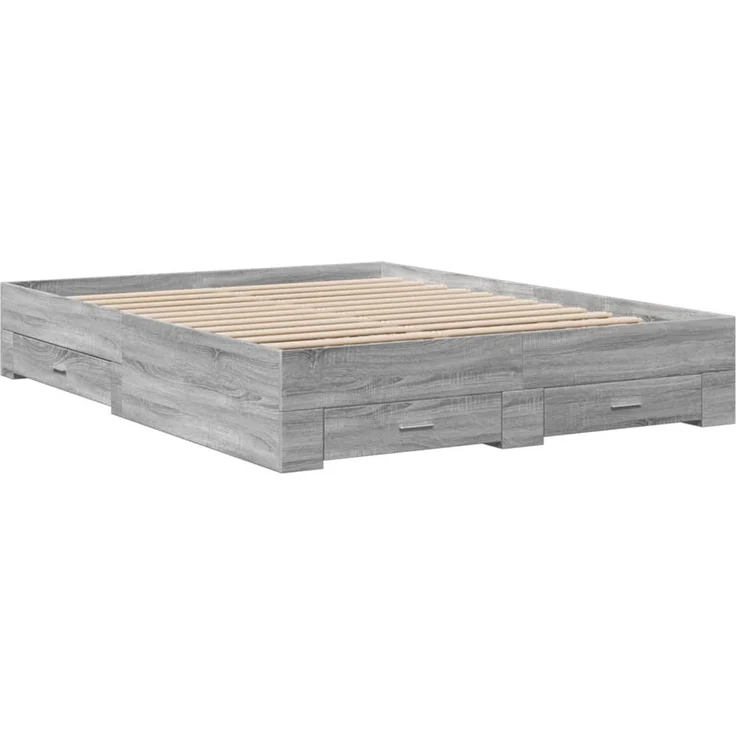 vidaXL Bettgestell mit Schubladen Grau Sonoma 140x200 cm Holzwerkstoff 3280389 – Bild 3