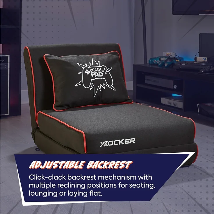 X Rocker Crash Pad Junior Gaming-Klappsessel & Schlafmatratze - schwarz/rot – Bild 7