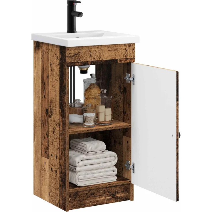 vidaXL Badezimmerschrank mit Waschbecken Altholz 42 x 40 x 84,5 cm 890062 – Bild 2