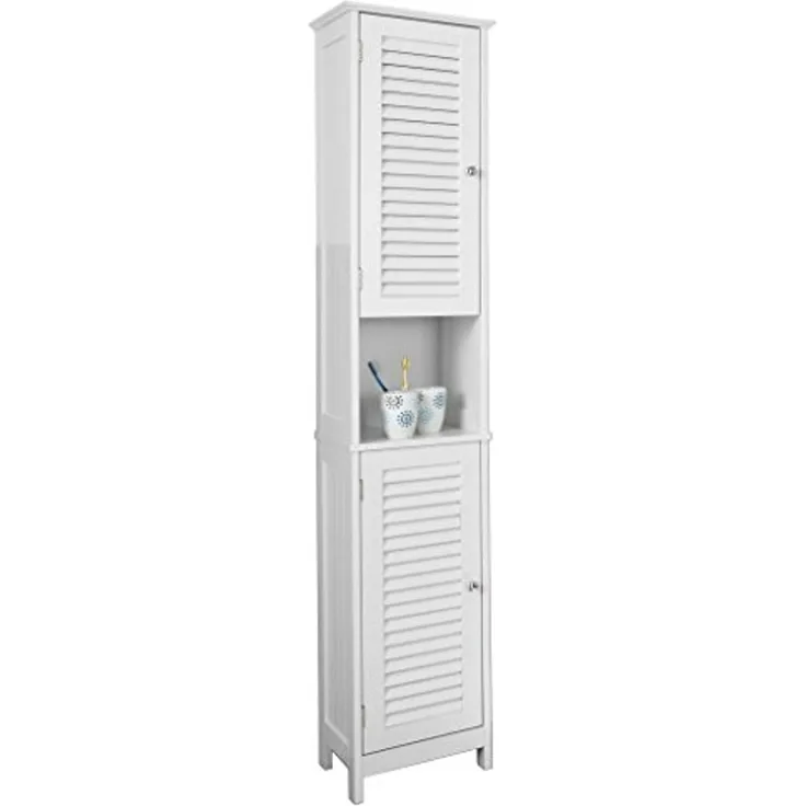 Hochschrank 'Jasper', weiß Lamellenoptik