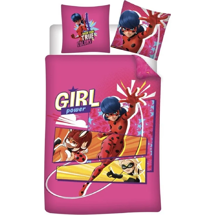 Miraculous Ladybug Kinderbettwäsche Set – Baumwolle Bettbezug 140x200 cm & Kissenbezug 65x65 cm