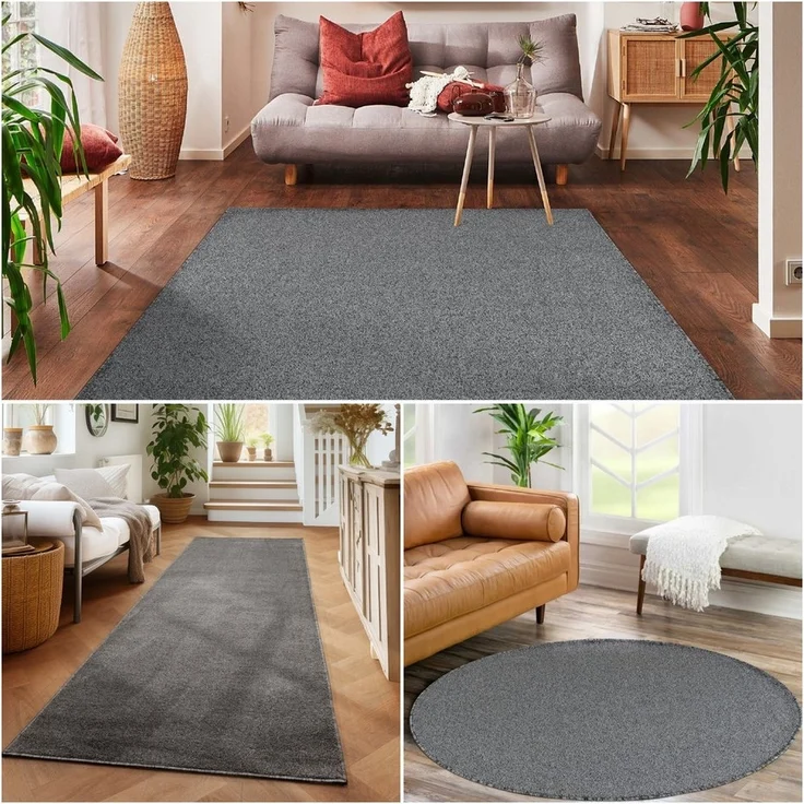 Carpettex Veloursteppich Unicolor - Einfarbig, Läufer, Höhe: 11 mm, Einfarbig Kurzflor Teppich Wohnzimmer verschiedene farben und größen – Bild 2
