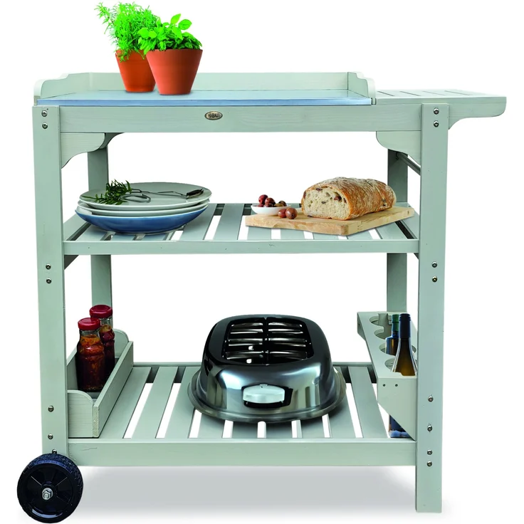 HABAU Universaltisch mit Ablage und Rollen aus Holz, Grau, 110 x 48 x 100 cm – Bild 5