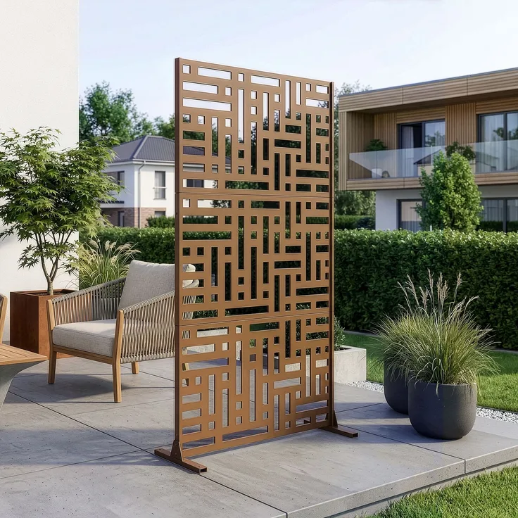 Trennwand Bernalda 180x90 cm Stahl Braun [casa. pro]