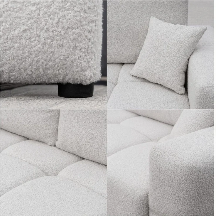 yourhouse24 Sofa BUENO in Trend-Bouclé – Mit Schlaffunktion & abnehmbaren Bezügen, mit Schlaffunktion und Bettkasten, Seite universal – Bild 4