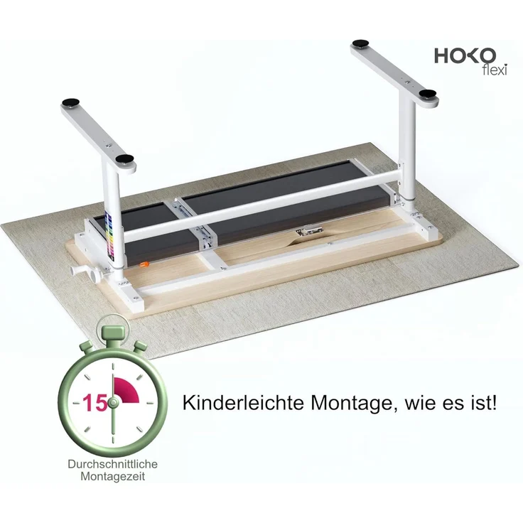 HOKO Kinderschreibtisch höhenverstellbar 54-76 cm, ergonomischer Schreibtisch (für Kinder & Jugendliche, 120x60 cm, neigbare Tischplatte mit Schubladen, stabil & belastbar bis 100 kg, Weiß, Holzfarben) – Bild 5
