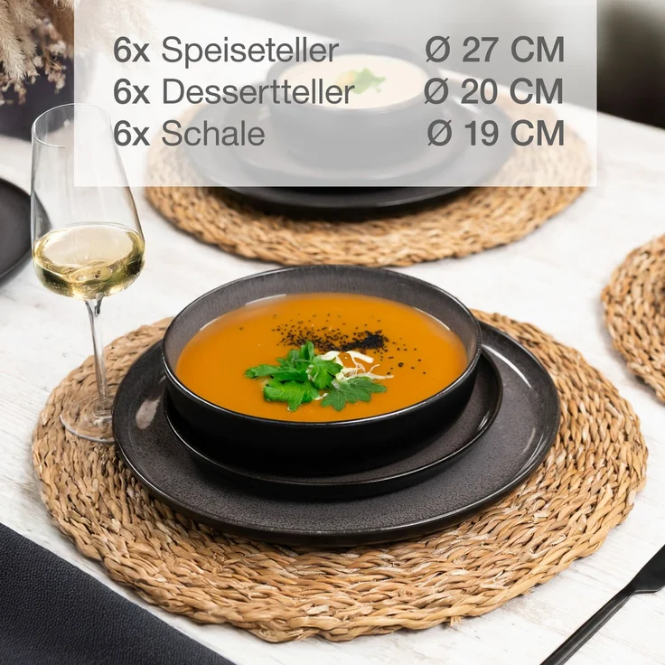 Moritz & Moritz VIDA 18tlg Geschirrset Anthrazit – Bild 3