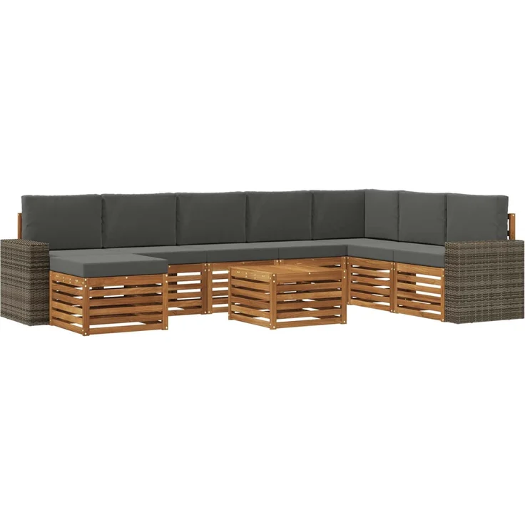 vidaXL Outdoor-Sofagarnitur 9 stk. 8-Sitzer Natur und Anthrazit 3384758 – Bild 2