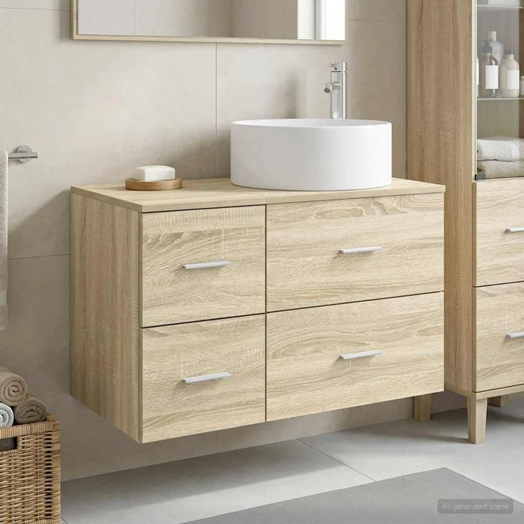 vidaXL Badezimmerschrank-Set 2 stk. Sonoma-Eiche 79,5 x 44,5 x 80 cm 3404010 – Bild 1