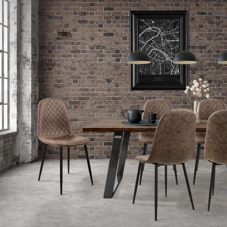 ML-DESIGN Stuhl Esszimmerstuhl mit Rückenlehne, Polsterstuhl mit Metallbeinen (4 St), Wohnzimmerstuhl ergonomisch Braun mit Kunstlederbezug Küchenstuhl – Bild 2