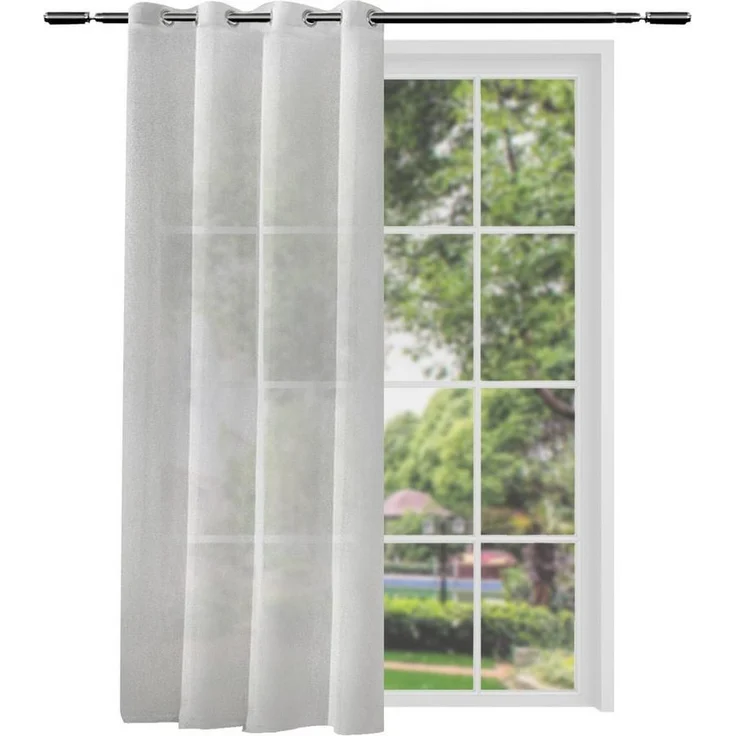 Woltu Gardine (2 St), Ösen, halbtransparent, mit Ösen Leinen Optik Ösenschal – Bild 1