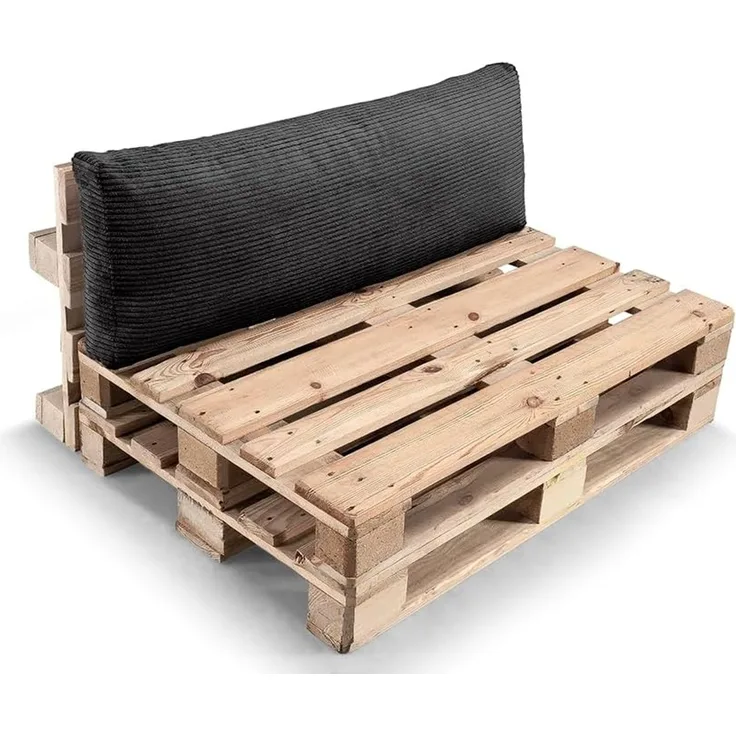 Gutekissen® Palettenkissen Gerippte Kissen mit Reißverschluss, Palettenauflagen Sitzkissen Rückenlehne Gerippt PWL (Eckkissen 60x40, Schwarz)