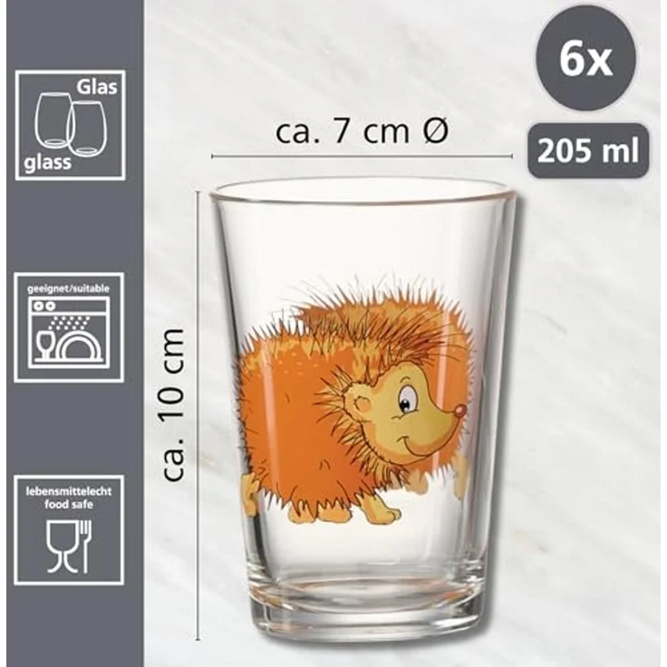 Ritzenhoff & Breker Kinderbecher Waldtiere, 6-teilig, 6-tlg, Glas, 3 verschiedene Tiermotive – Bild 2