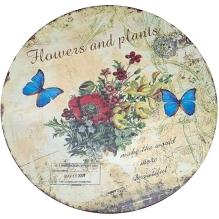 HTI-Living Gartentisch Metalltisch Flowers and Plants (Stück, 1-St, 1 Tisch), Gartentisch nostalgisch mit Motiv – Bild 3