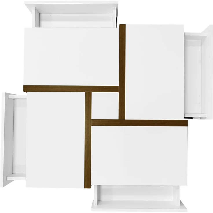 Couchtisch Hochglanz Quadratisch mit 4 Schubladen in Weiß/Holzfarbe - 78x78x34,8 cm – Bild 10