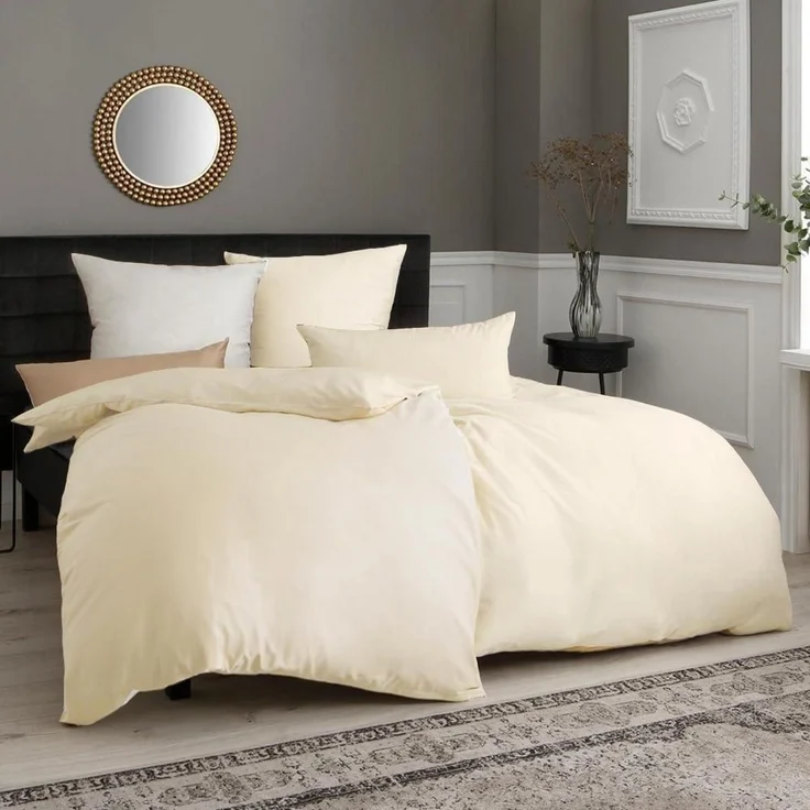 Seitenschläferkissen Bezug Mikrofaser 40 x 145 cm 2 Stück Creme – Bild 3