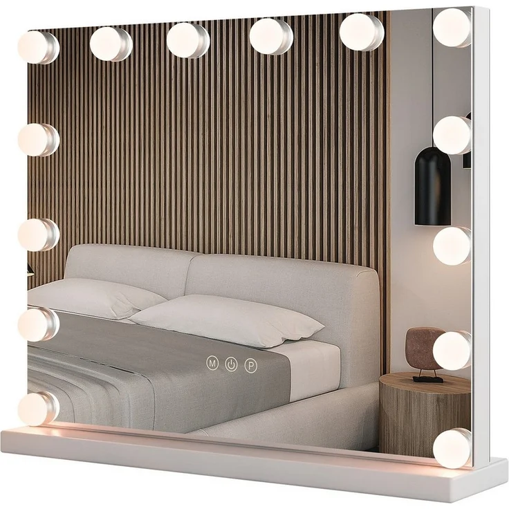 COSTWAY Schminkspiegel (1-St), Hollywood Spiegel, 14 dimmbare LED-Leuchten & 3 Lichtfarben – Bild 5