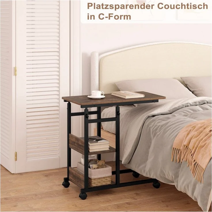 Woltu Beistelltisch, C-förmig höhenverstellbar, mit Rollen – Bild 3