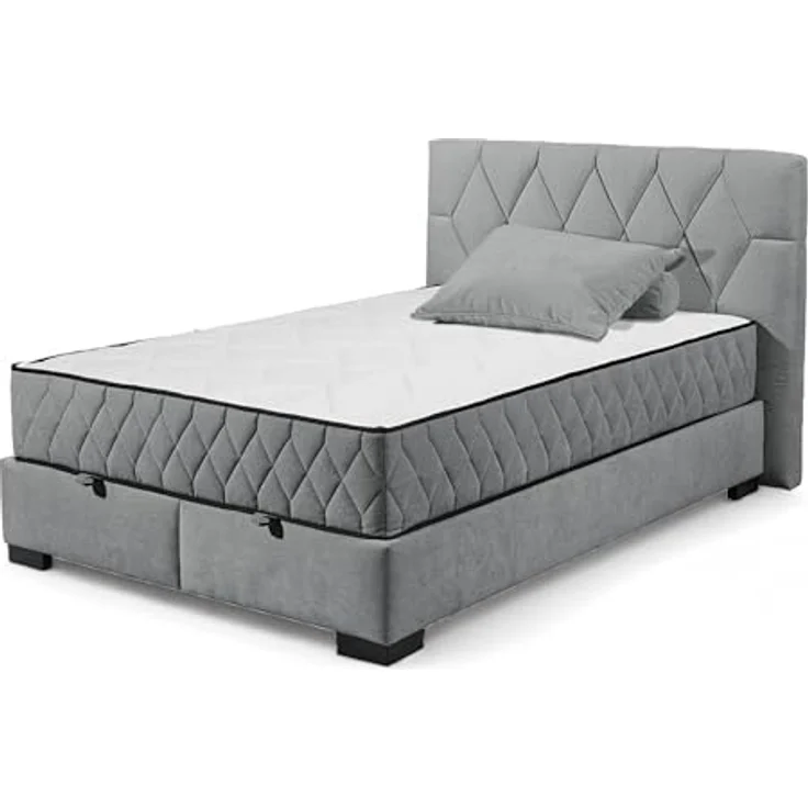 NAGOL B Boxbett 140x200, Anthrazit - Bequemes Bett mit Bettkasten und Premium 9-Zonen-Federkern Wendematratze - 165 x 114 x 214 cm (B/H/T) – Bild 2