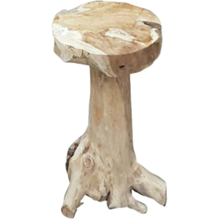 Barhocker JOEL 2er Set - Teak Natur 76 x 40 x 40 cm | Barstühle Baumstamm Vintage Hochstühle – Bild 2