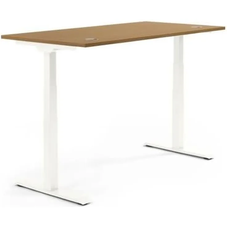 Soennecken Schreibtisch 2000x605-1255x800mm Platte Nuss Gestell weiß
